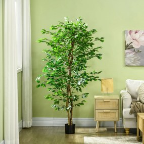 HOMCOM Planta Figueira Artificial com Tronco Realista 180 cm Planta Ar