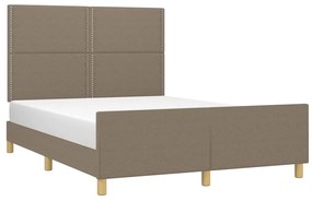Cama sem colchão 140x190 cm tecido castanho-acinzentado