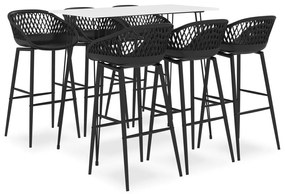 vidaXL 7 pcs conjunto de bar branco e preto
