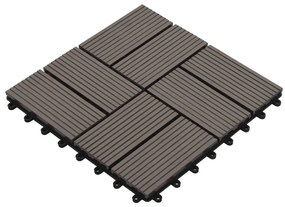 Ladrilhos de pavimento 22 pcs WPC 2m² 30x30 cm castanho-escuro