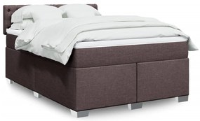 Cama com molas/colchão 140x200 cm tecido castanho-escuro