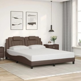 vidaXL Estrutura cama c/ cabeceira 160x200cm couro artificial castanho