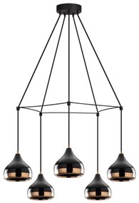 Chandelier Yildo – Preto e Cobre – Diâmetro 68 cm