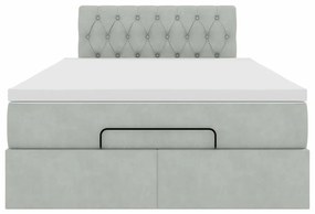 Cama otomana com colchão cinza claro 120x190 cm Veludo