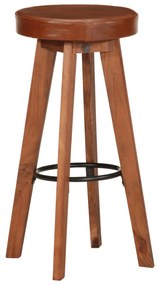 Cadeiras bar 2 pcs madeira maciça de acácia + couro genuíno