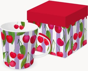 Caneca em porcelana new bone china Cherry & Stripes