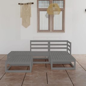 vidaXL 5 pcs conjunto lounge de jardim pinho maciço cinzento