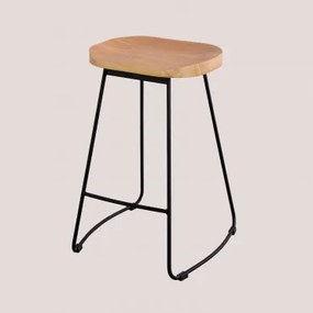 Pacote De 4 Bancos Altos Em Aço E Madeira De Olmo Neicol Preto & ↑65 Cm - Sklum