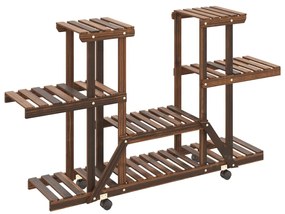 Suporte de plantas com rodas 110x25x78 cm abeto maciço