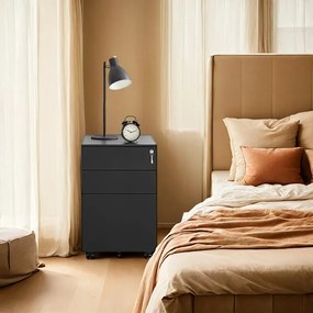 Bloco gavetas escritório com rodas com 3 gavetas 52 x 39 x 60 cm preto