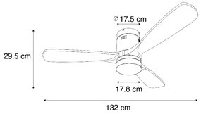 Ventilador de teto inteligente preto com LED com controle remoto - Sofia Design