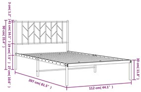 Estrutura de cama com cabeceira 107x203 cm metal preto