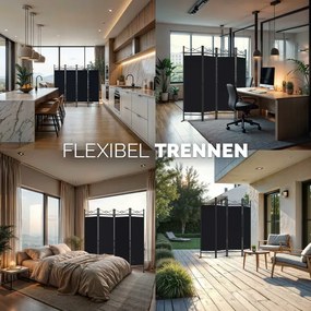 Biombo Lucca, Divisória elegante com um visual mediterrânico 180x163cm Preto