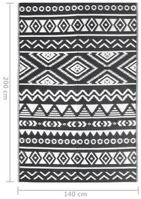 Tapete de exterior 140x200 cm ARAKIL PP preto