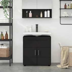 vidaXL Gabinete para lavatório de banheiro Preto 60 x 34 x 63 cm