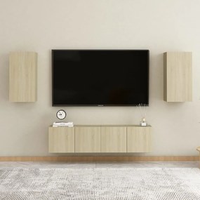 4pcs conjunto de móveis TV derivados de madeira carvalho sonoma