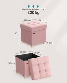 Banco com espaço de arrumação 38 x 38 x 40 cm rosa