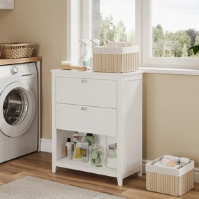 Armário de casa de banho com 2 gavetas 30 x 60 x 80 cm Branco