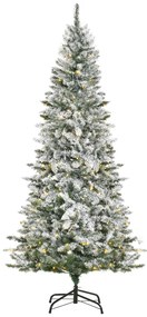 Árvore de Natal 210 cm com 250 Luzes LED Árvore de Natal Nevada com 829 Ramos e Base Dobrável Ø112x210 cm Verde