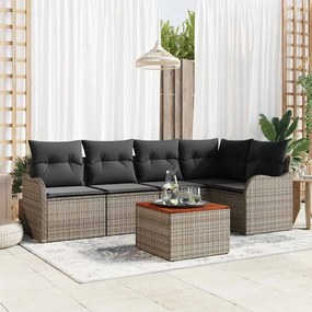 Conjunto de Sofá de Jardim vidaXL com Almofadas Cinzas Rattan Artifical Acácia