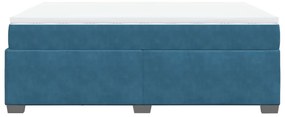 Cama com molas/colchão 140x190 cm veludo azul-escuro