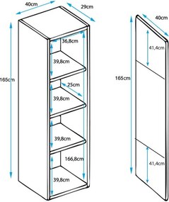 Vitrine Suspensa Rialba – Carvalho Sonoma e Branco – 40x29x165 cm – Co