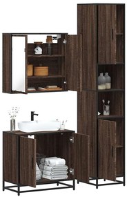 vidaXL 3 pcs conj. móveis WC derivados madeira cor carvalho castanho