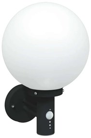 Luzes de Parede Externas com Sensor 2 pcs Aço Inoxidável Preto IP44