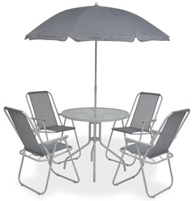 43785 vidaXL 6pcs conjunto de jantar para jardim textilene cinzento