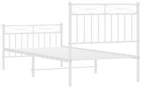 Estrutura de cama com cabeceira e pés 90x190 cm metal branco