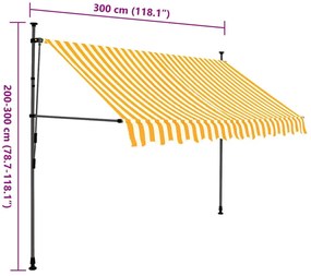 Toldo retrátil manual com LED 300 cm branco e laranja