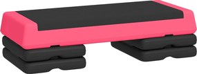 SPORTNOW Step Aeróbico Antiderrapante para Fitness com 3 Níveis de Altura 77x36x20,5 cm Rosa e Preto | Aosom Portugal