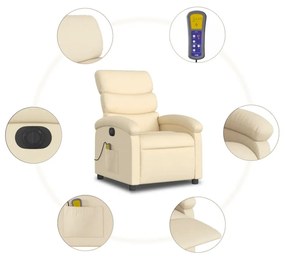 Poltrona de massagens reclinável elétrica tecido creme