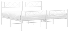 Estrutura de cama com cabeceira e pés 193x203 cm metal branco