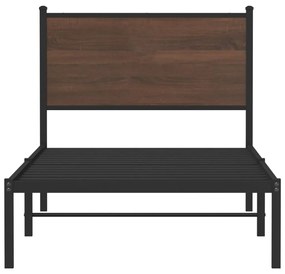 Estrutura de cama sem colchão 90x190 cm metal carvalho castanho