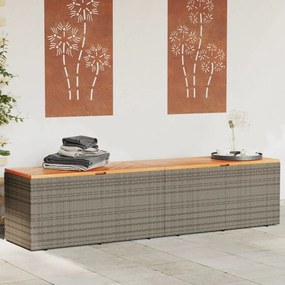 Caixa arrumação jardim 220x50x54 cm vime PE/acácia maciça cinza