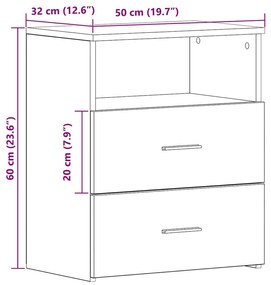 Mesa cabeceira 50x32x60cm derivados madeira carvalho artisiano