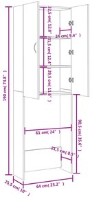 idaXL Armário máquina lavar roupa 64x25,5x190 cm carvalho sonoma