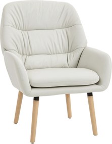 HOMCOM Poltrona de Sala de Estar Moderna Acolchoada de Dupla Camada Estofada em Couro Sintético Pés de Madeira 68x74x89 cm Creme | Aosom Portugal