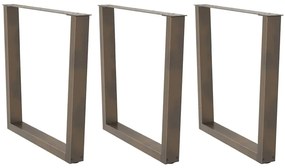 Pés para mesa de jantar em formato de V, 3 peças, aço natural, 90x(72-