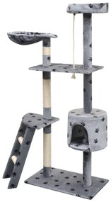 Árvore para gatos c/ postes arranhadores sisal 150 cm cinzento