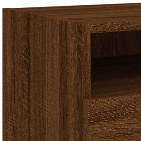 Mesa de cabeceira c/ luzes LED 40x39x37 cm carvalho castanho