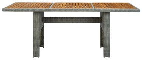 9 pcs conj. jantar exterior + almofadões vime PE cinzento-claro