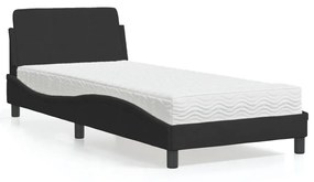 Cama com colchão 90x190 cm veludo preto