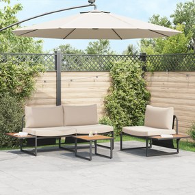 Conjunto de Sofá de Jardim de 3 Peças com Almofadas Taupe