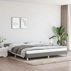 Estrutura cama com cabeceira 200x200 cm tecido cinzento-escuro