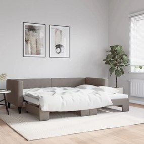 Sofá-cama com gavetão 80x200 cm tecido cinzento-acastanhado