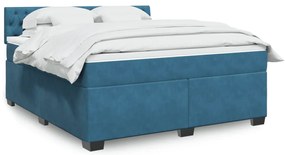 vidaXL Cama com molas/colchão 180x200 cm veludo azul