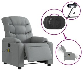 Poltrona de massagens reclinável elétrica tecido cinzento-claro