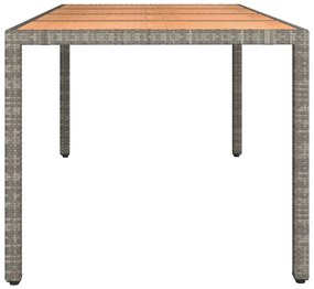 Mesa de jardim c/ tampo de madeira vime PE/acácia maciça cinza